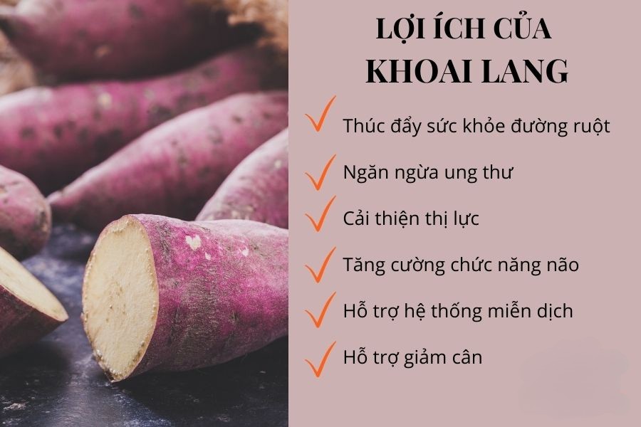 Lợi ích sức khỏe khi ăn khoai lang